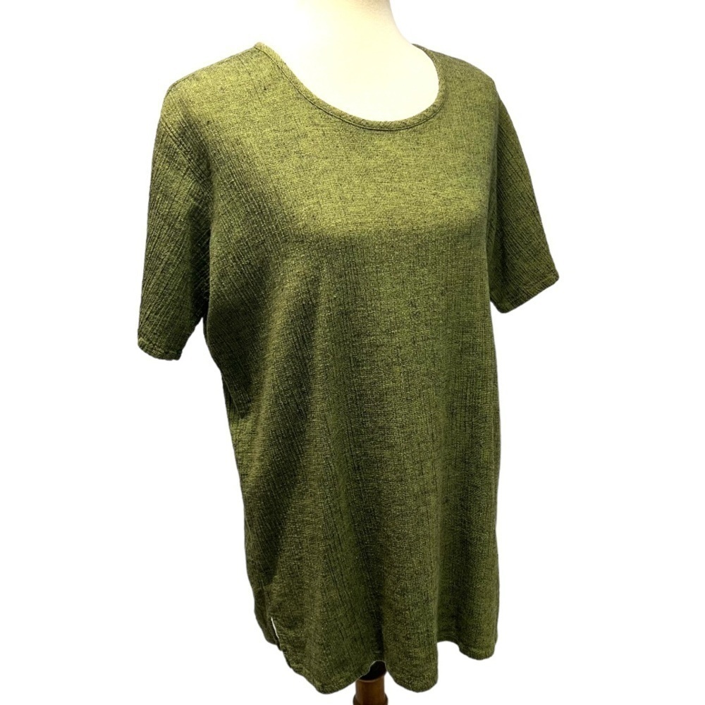Flax Green Linen Blend Short Sleeve Tunic Top Women’s Small - Picture 7 of 9